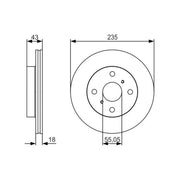 Bosch 2 x Vented Brake Discs 0 986 479 S46