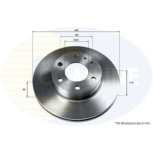 Comline 2 x Internally Vented Front Brake Discs ADC9087V
