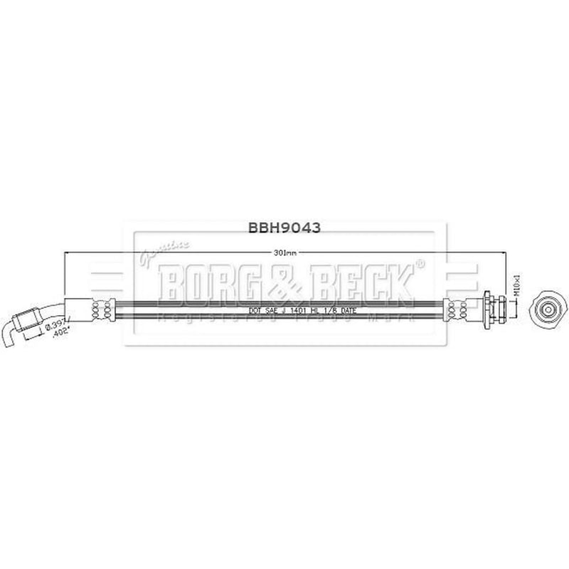 Borg & Beck Brake Hydraulic Hose Line Rear BBH9043