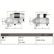 Denso Starter Motor 12V 1.1kW 9 Teeth DSN3116