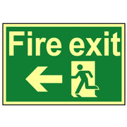 Scan Fire Exit Running Man Arrow Left - Photoluminescent 300 x 200mm - 1583