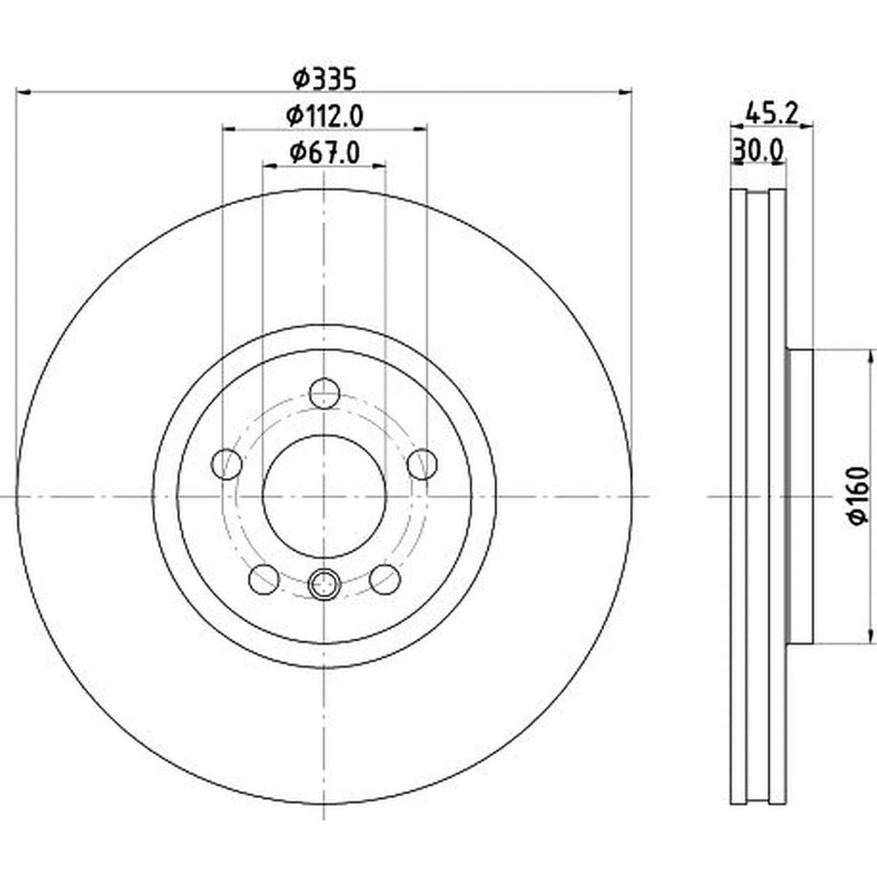 DON 2 x Internally Vented Front Brake Discs PCD20351