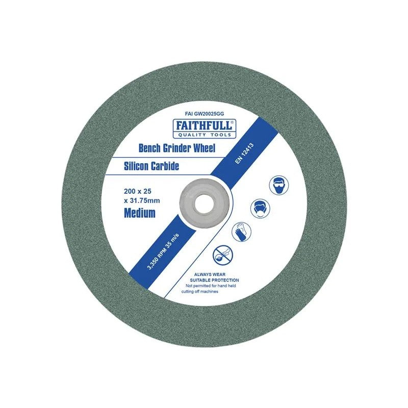 Faithfull General Purpose Grinding Wheel 200 x Green Grit 20-25mm