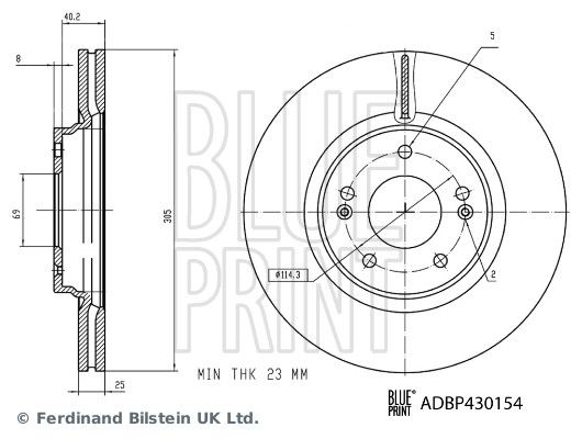 Blue Print 2 x Brake Disc Set Internally Vented Front