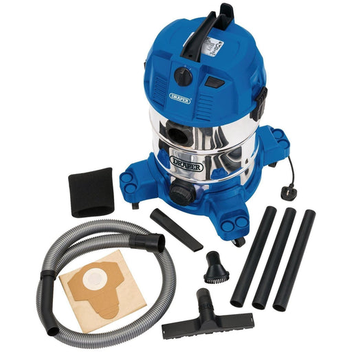 Draper Wet and Dry Vacuum Cleaner with Stainless Steel Tank, 30L, 1600W 20523 Draper  - Town Parts