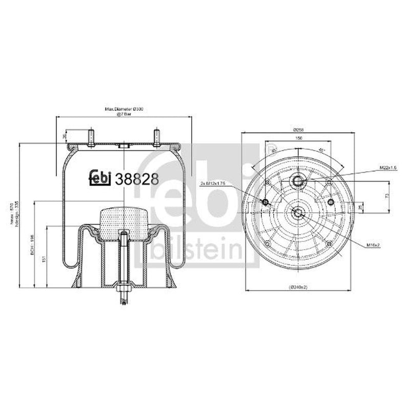 Febi Air Suspension Bellow 259mm 38828