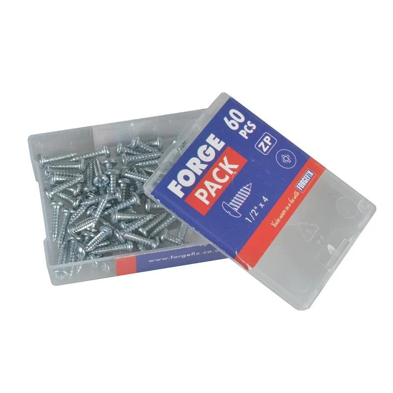 ForgeFix Self-Tapping Screw Pozi Compatible Pan Head ZP 1/2in x 4 ForgePack 60