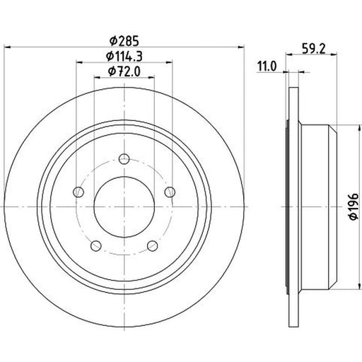 DON 2 x Solid Rear Brake Discs PCD23182