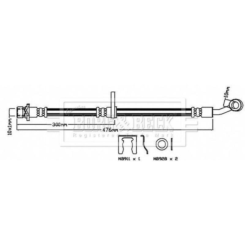 Borg & Beck Brake Hydraulic Hose Line Rear Right BBH8575