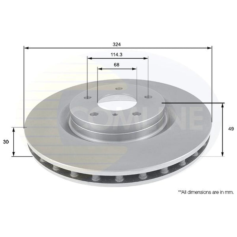 Comline 2 x Internally Vented Front Brake Discs ADC0279V