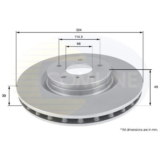 Comline 2 x Internally Vented Front Brake Discs ADC0279V