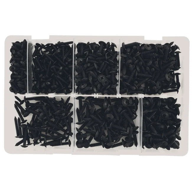 Connect Assorted Self Tapping Black Flanged Pozi Screws 700pc - CPL