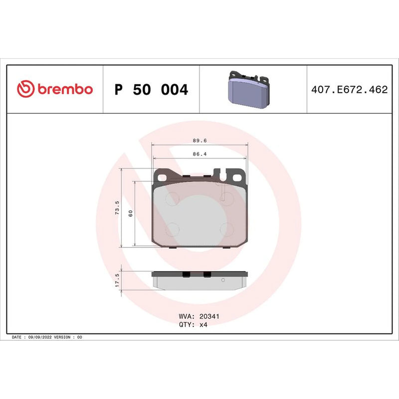 Brembo 4 x Front Brake Pad Set P50004