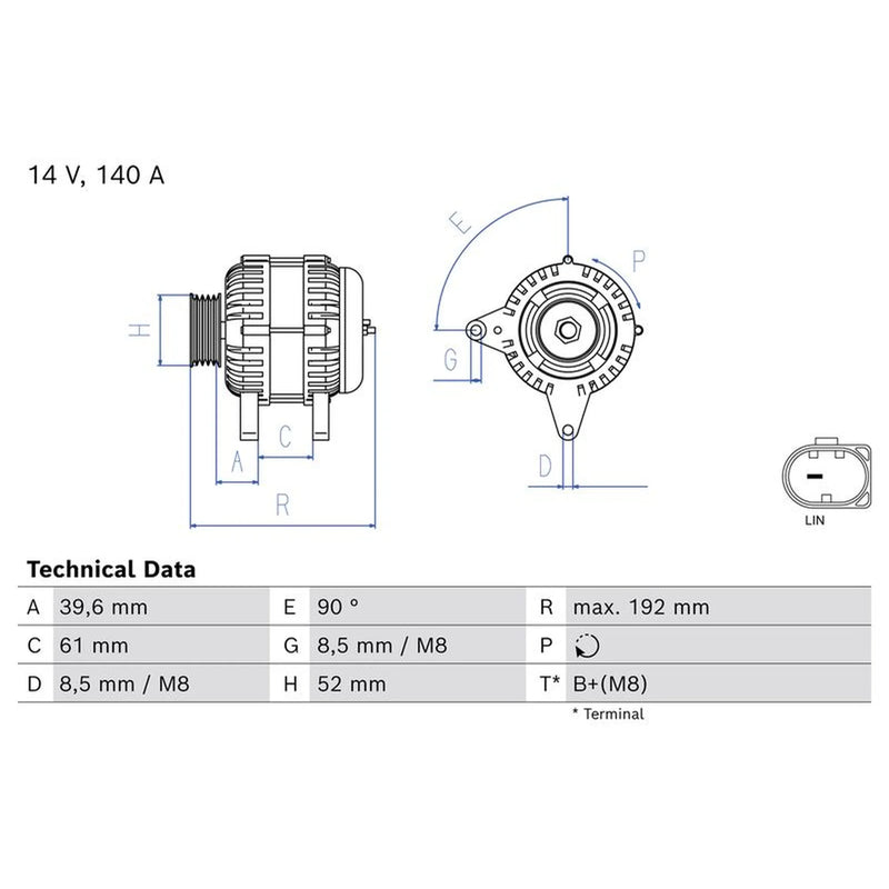 Bosch Car Alternator 12V 0 986 086 210