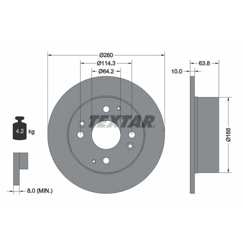 Textar 2 x Solid Brake Discs 92138600 OE 42510S1AE00 42510S1AE10 42510SL5950