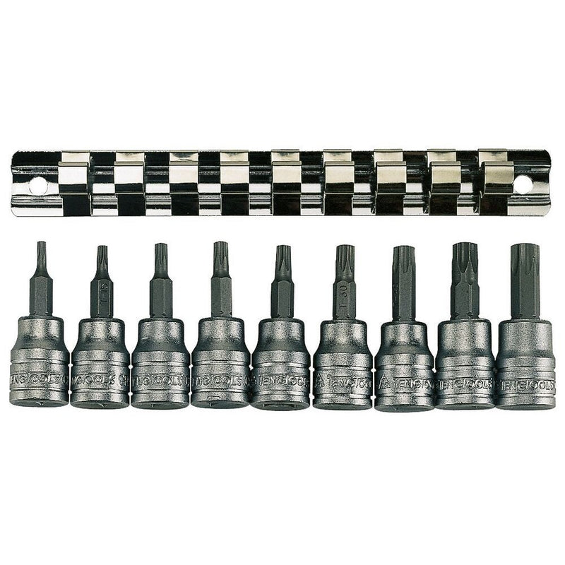 Teng Tools 3/8" TX Bit Socket Clip Rail Set 9 Pieces
