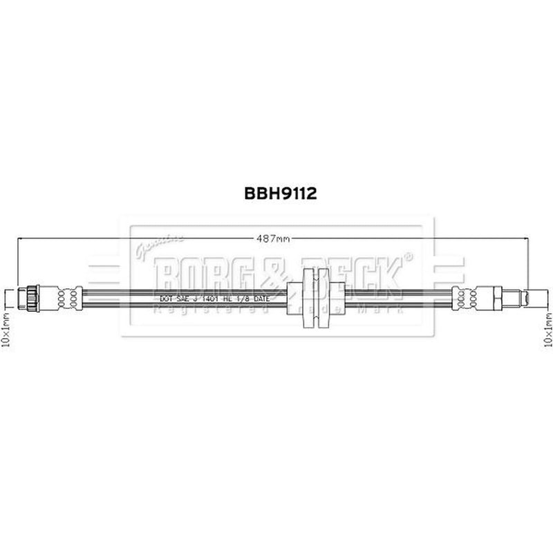 Borg & Beck Brake Hydraulic Hose Line Front Left BBH9112