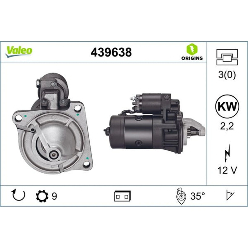 Valeo Starter Motor 12V 2.2kW 9 Teeth 439638