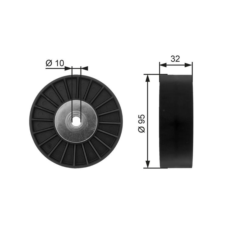 Gates V-Ribbed Belt Deflection/Guide Pulley Upper T36135