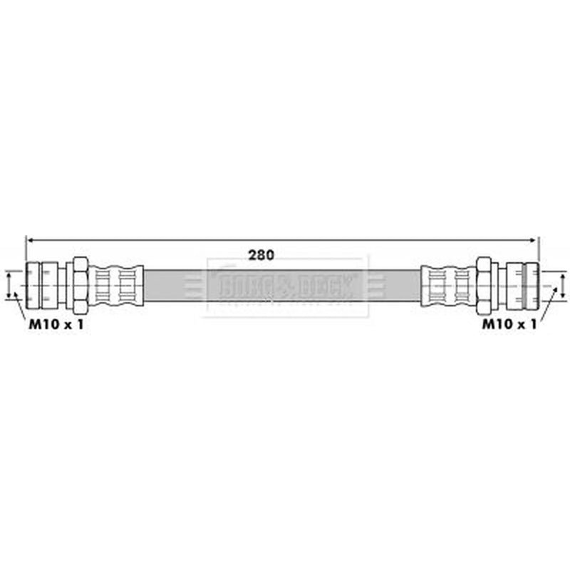 Borg & Beck Brake Hydraulic Hose Line Rear Left BBH6257