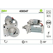 Valeo Starter Motor 12V 1.8kW 11 Teeth 438347