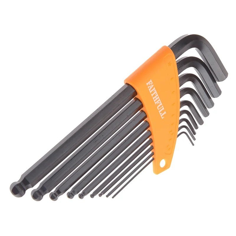 Faithfull Metric Ball End Long Arm Hexagon Key Set, 9 Piece - FAIHKS9MLB