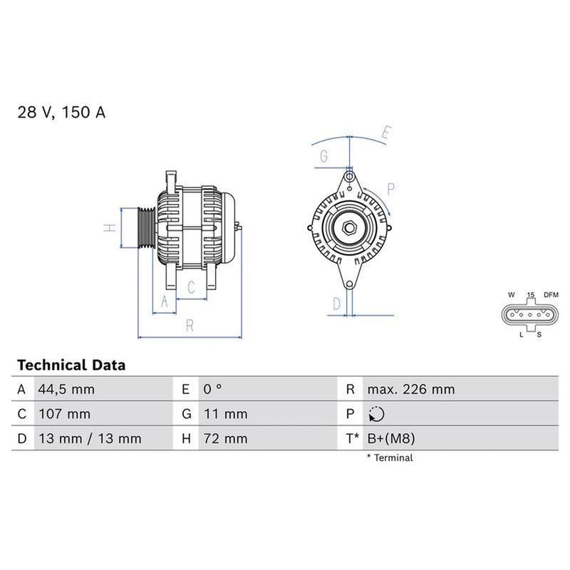 Bosch Car Alternator 12V 0 986 086 290