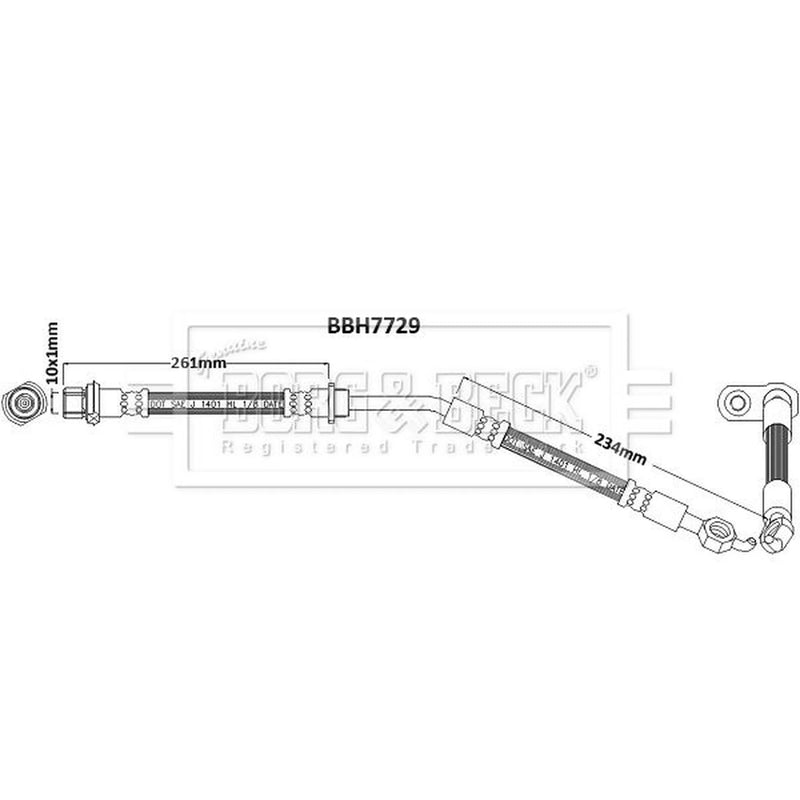 Borg & Beck Brake Hydraulic Hose Line Front Right BBH7729