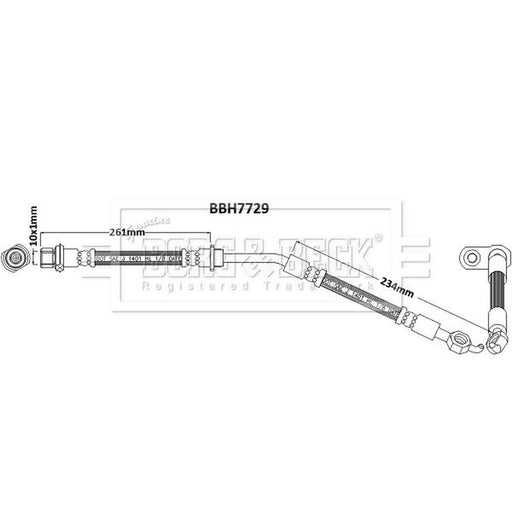 Borg & Beck Brake Hydraulic Hose Line Front Right BBH7729