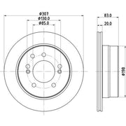DON 2 x Internally Vented Rear Brake Discs PCD22512