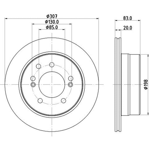 DON 2 x Internally Vented Rear Brake Discs PCD22512