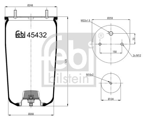 Febi Air Suspension Bellow 208mm