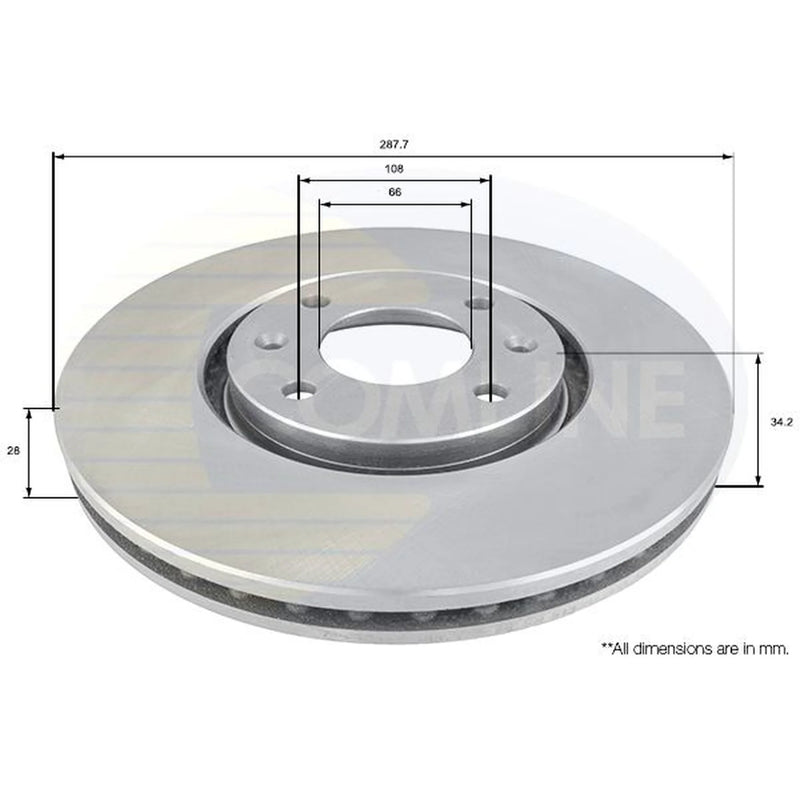 Comline 2 x Front Brake Discs ADC1544V