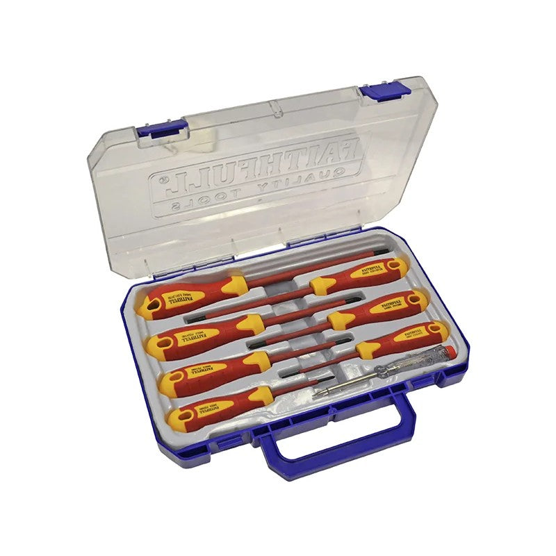 Faithfull VDE Soft Grip Screwdriver Set (Case), 8 Piece - FAISDVDESET8