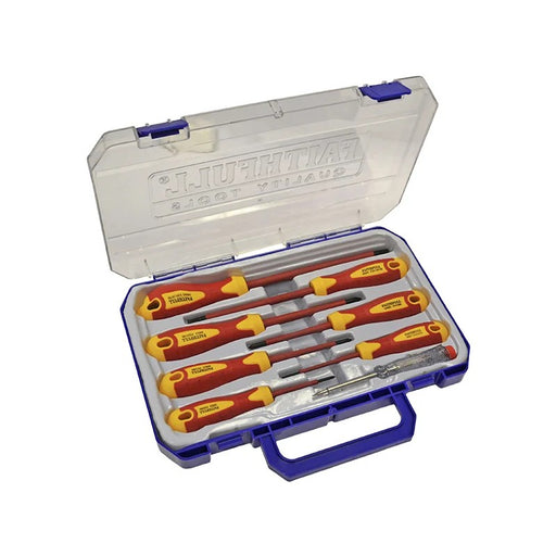 Faithfull VDE Soft Grip Screwdriver Set (Case), 8 Piece - FAISDVDESET8