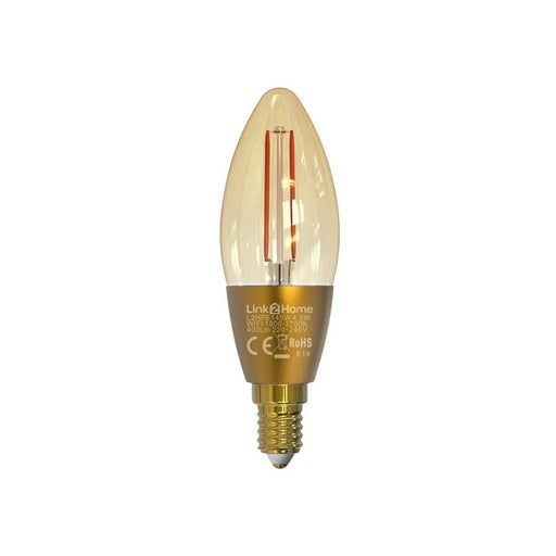Link2Home Wi-Fi LED SES (E14) Candle Filament Dimmable Bulb, White 400 lm 4.5W