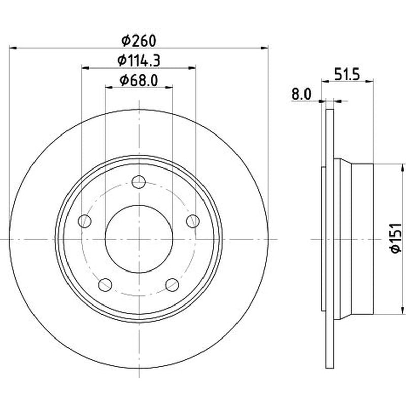 Mintex 2 x Solid Rear Brake Discs MDC3149C