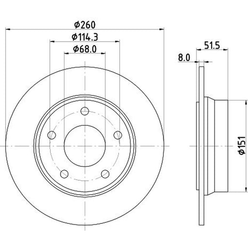 Mintex 2 x Solid Rear Brake Discs MDC3149C