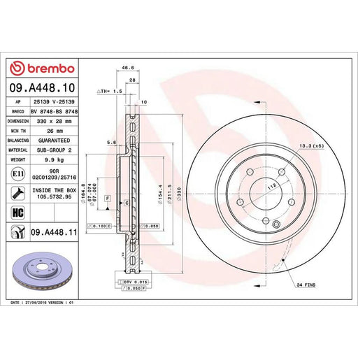 Brembo Front Brake Discs 09.A448.11