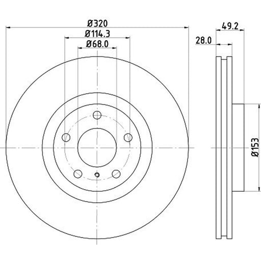 DON 2 x Internally Vented Front Brake Discs PCD12941