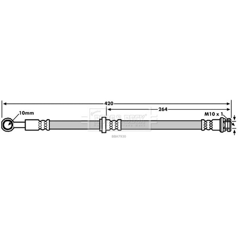 Borg & Beck Brake Hydraulic Hose Line Front Left BBH7930