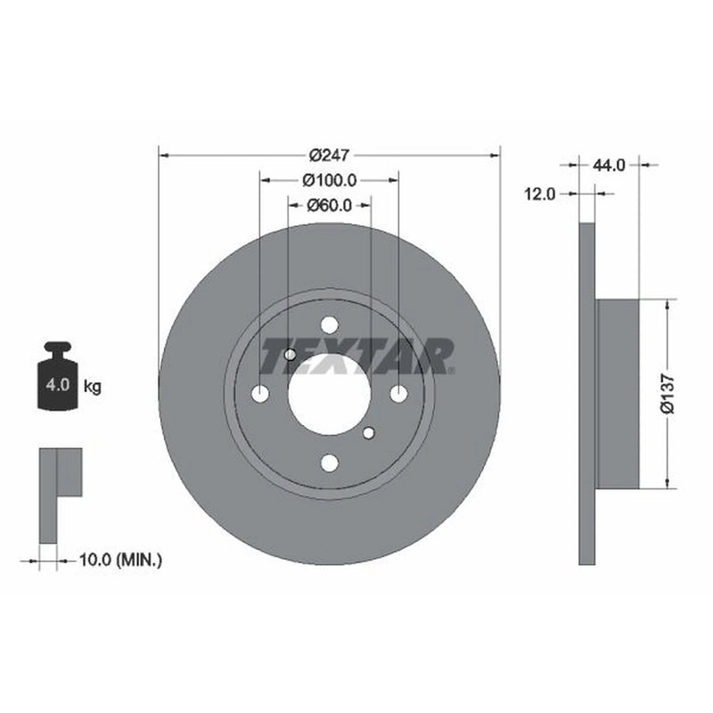 Textar 2 x Solid Front Brake Discs 92110803
