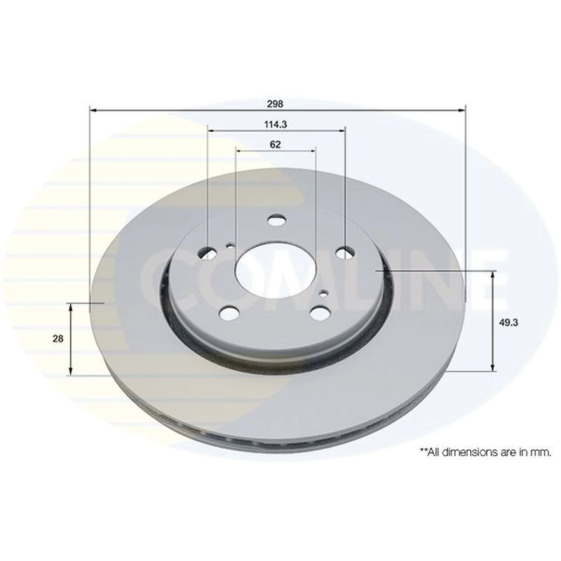 Comline 2 x Internally Vented Front Brake Discs ADC5037V