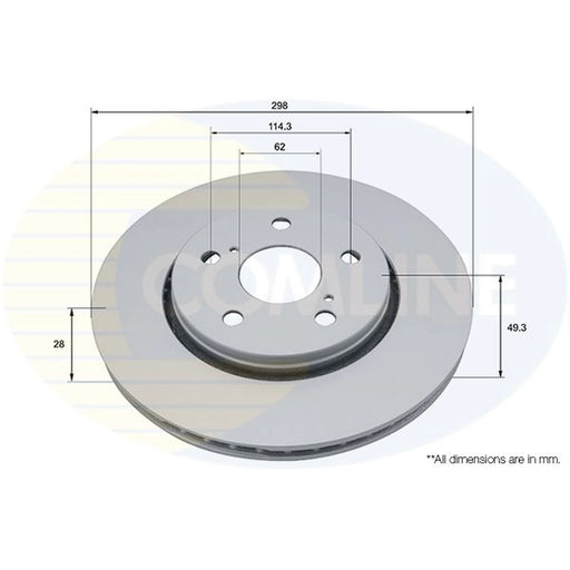 Comline 2 x Internally Vented Front Brake Discs ADC5037V