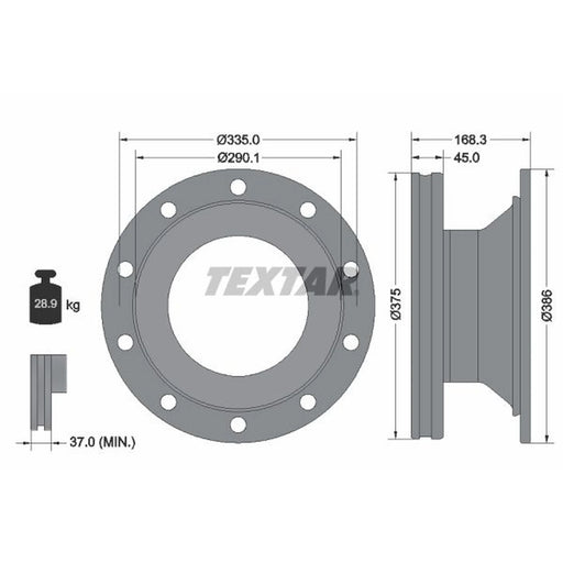 Textar 2 x Internally Vented Brake Discs 93308800