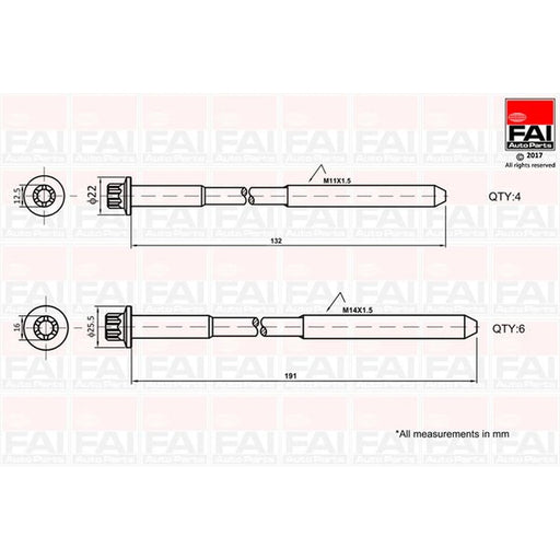 FAI Cylinder Head Bolt Set M14/M11 B1625