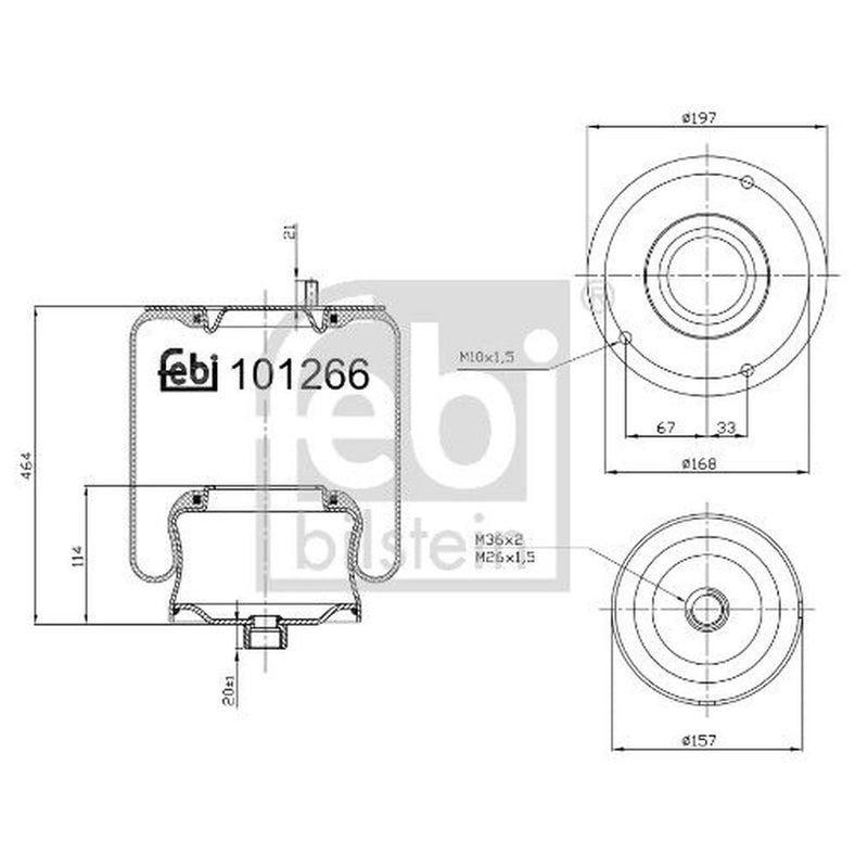 Febi Air Suspension Bellow 157mm Rear 101266