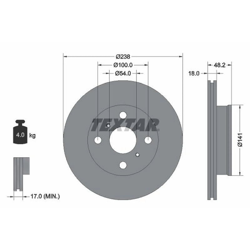 Textar 2 x Vented Front Brake Discs 92055800