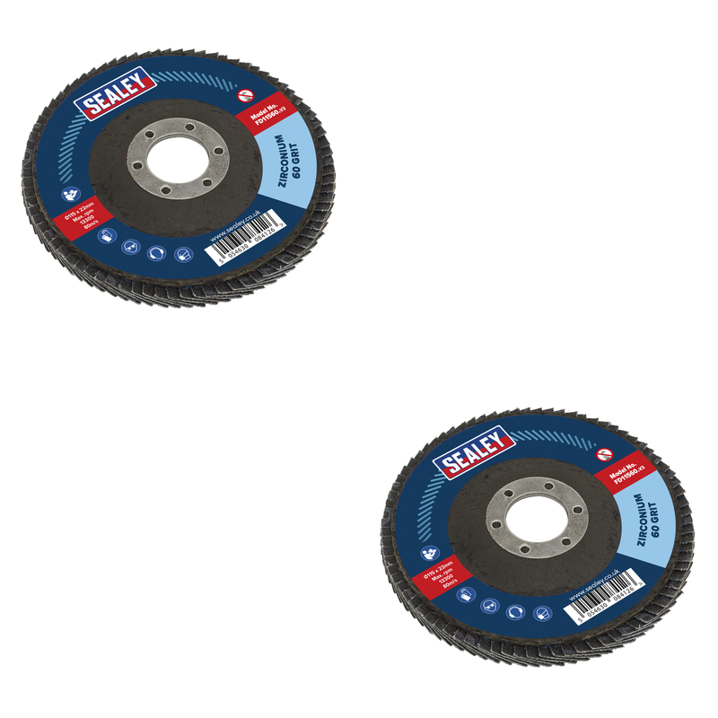 Sealey Flap Disc 115mm Zirconium 60Grit Ø16mm Bore