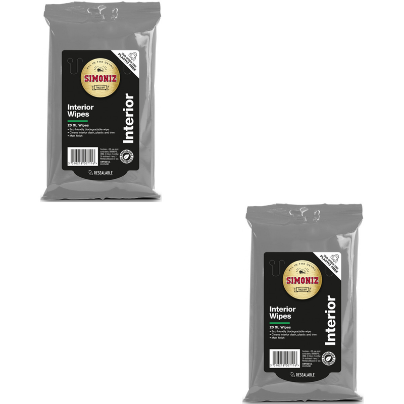 Simoniz Interior Wipes XL - Eco-Friendly Pack of 20